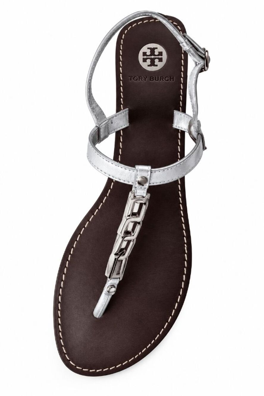 TORY BURCH Alani Chain Link T-Strap Wedge Sandal Size 9.5M